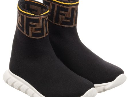 Boys & Girls Black Sock Trainers Discount