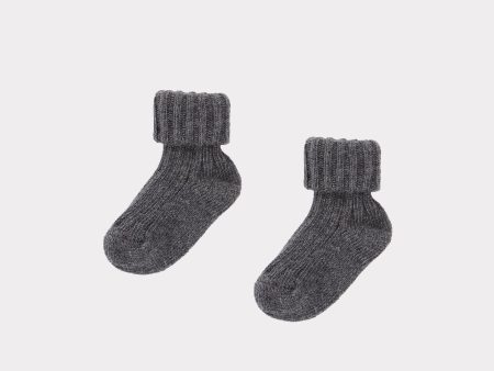 Baby Girls & Boys Dark Grey Cotton Socks Cheap