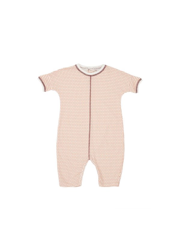 Baby Girls Light Pink Check Cotton Babysuit For Discount