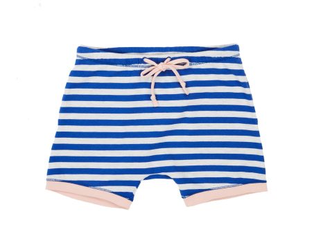 Girls Blue Stripe Cotton Shorts Online