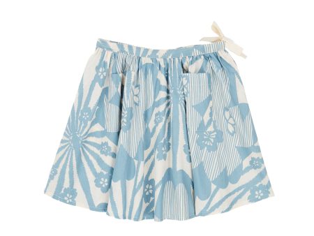 Girls Blue Flowers Print Cotton Skirt Fashion