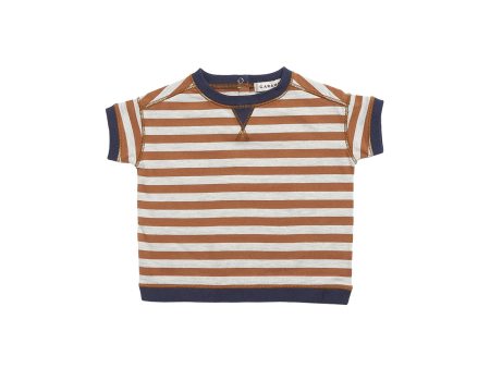 Baby Boys Brown Stripe Cotton T-shirt For Sale