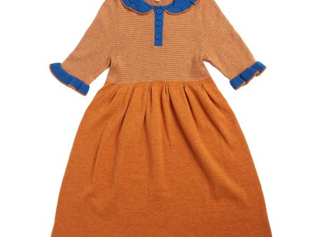 Girls Caramel Knit Cotton Dress Discount