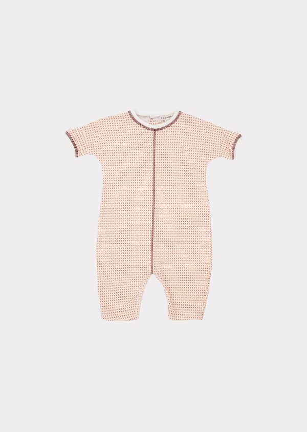 Baby Girls Light Pink Check Cotton Babysuit For Discount