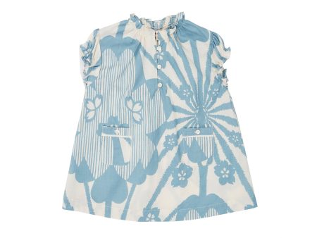 Baby Girls Blue Flowers Print Cotton Dress Sale