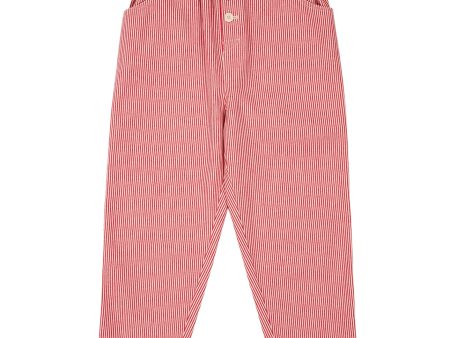 Girls Red Stripe Cotton Trousers Fashion