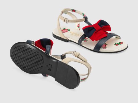 Girls Rice White & Red Bowknot Sandals For Discount