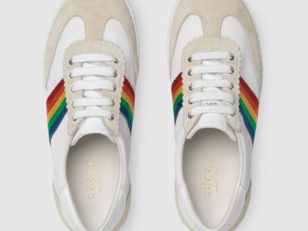 Girls White & Chromatic Stripes Shoes Online