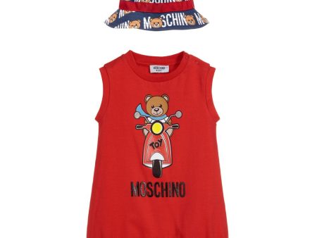 Baby Boys & Girls Red Cotton Babysuit & Hat Set Online Hot Sale