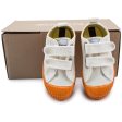 Girls White Orange Velcro Shoes For Discount