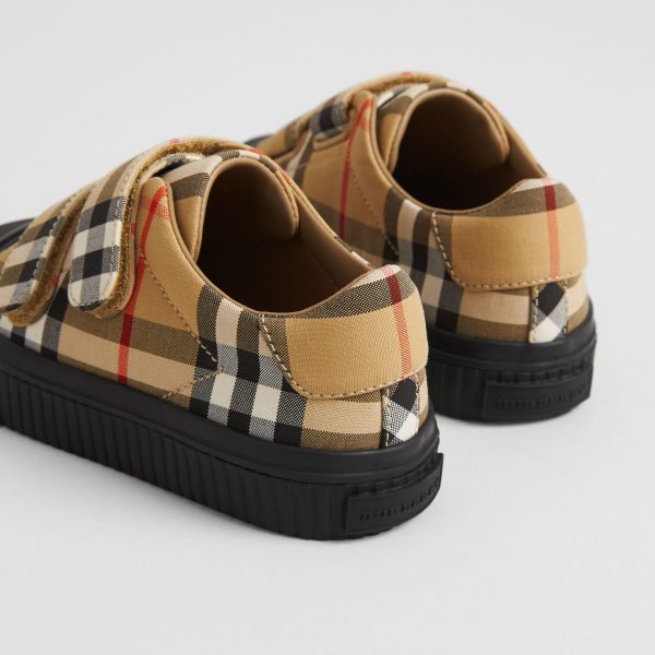 Boys & Girls Antique Yellow Check Cotton Shoes on Sale