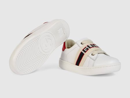 Baby White Logo Leather Shoes Discount