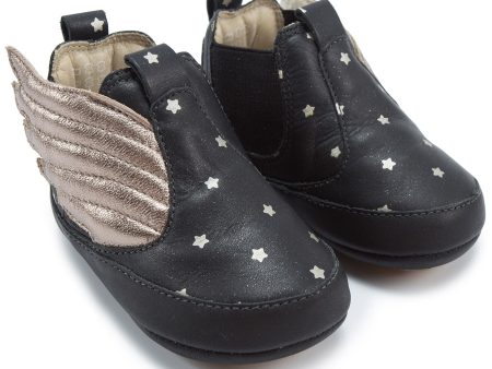 Baby Girls Black Star Leather Shoes Hot on Sale