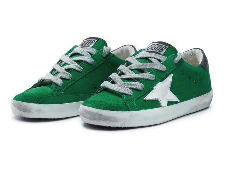 Boys & Girls Green & White Star Leather Shoes on Sale