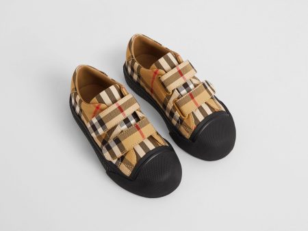 Boys & Girls Antique Yellow Check Cotton Shoes on Sale