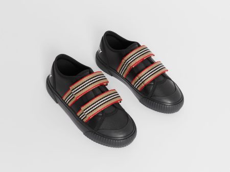 Boys & Girls Black Lconic Striped Leather Sneakers on Sale