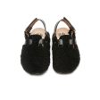 Boys & Girls Black Slippers With Ankle Strap Discount