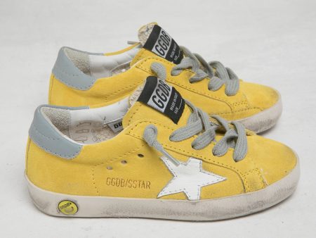 Girls Yellow & White Star Leather Shoes For Cheap