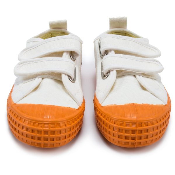 Girls White Orange Velcro Shoes For Discount