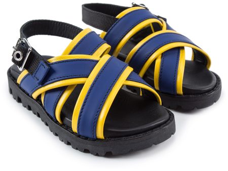 Boys Blue & Yellow Leather Sandals Supply