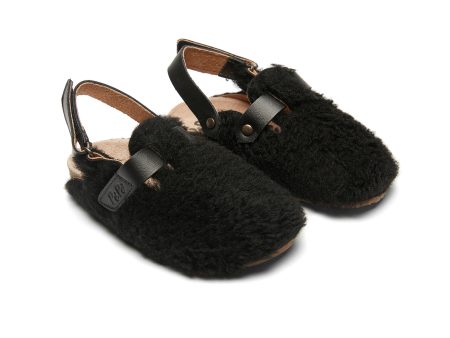 Boys & Girls Black Slippers With Ankle Strap Discount