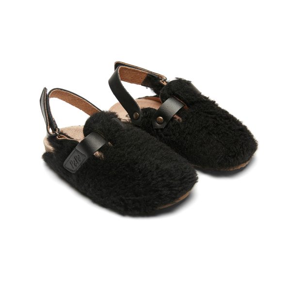 Boys & Girls Black Slippers With Ankle Strap Discount