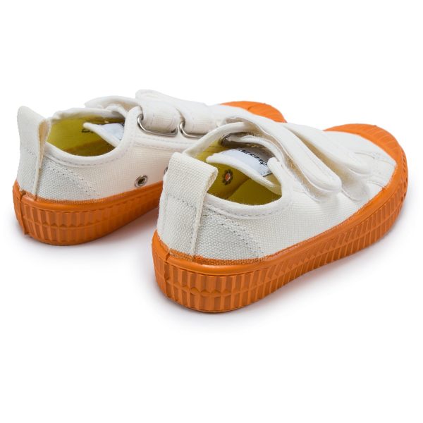 Girls White Orange Velcro Shoes For Discount