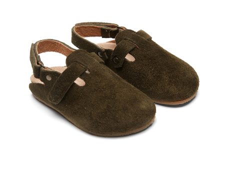 Boys & Girls Dark Brown Slippers With Ankle Strap For Discount