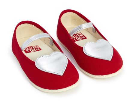 Baby Red Cotton Hearts Slippers Hot on Sale